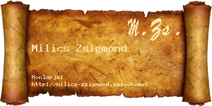 Milics Zsigmond névjegykártya